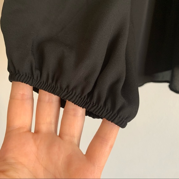 Tie Neck Swing Blouse Black Chiffon Top. Size 4XL - Picture 10 of 11